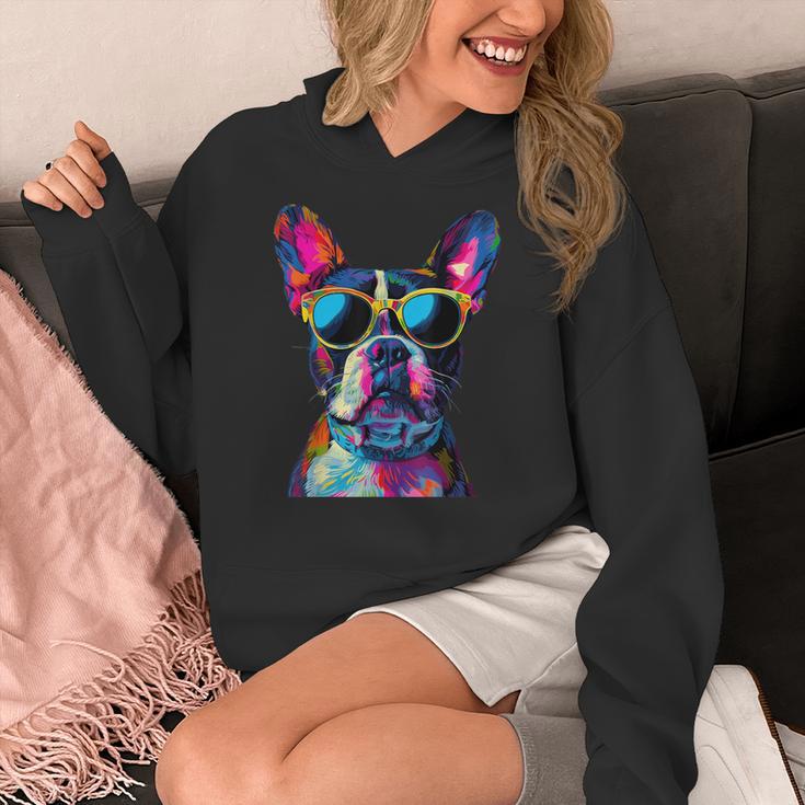 Boston Terrier Lovers Pop Art Boston Terrier Women's Hoodie, funny design