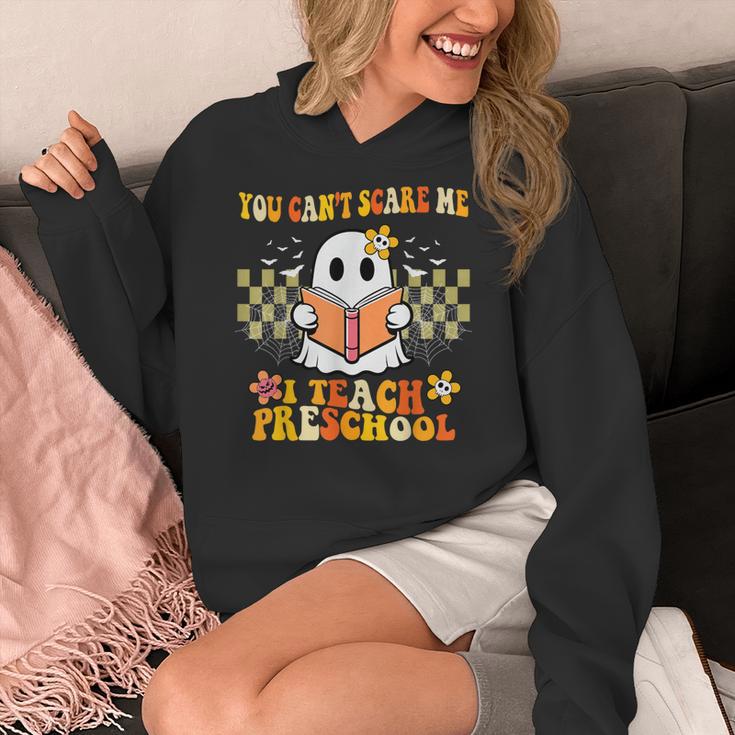 You Can't Scare Me I Teach Preschool Ghost Halloween Teacher Women's Hoodie, funny design