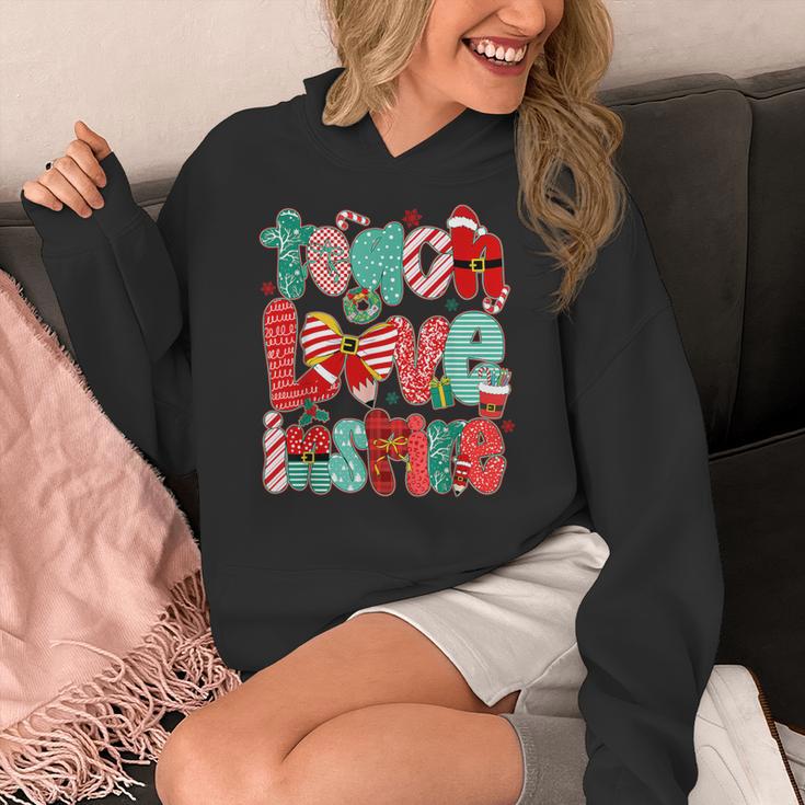 Christmas Coquette Bow Teacher Teach Love Inspire Women's Hoodie, funny design
