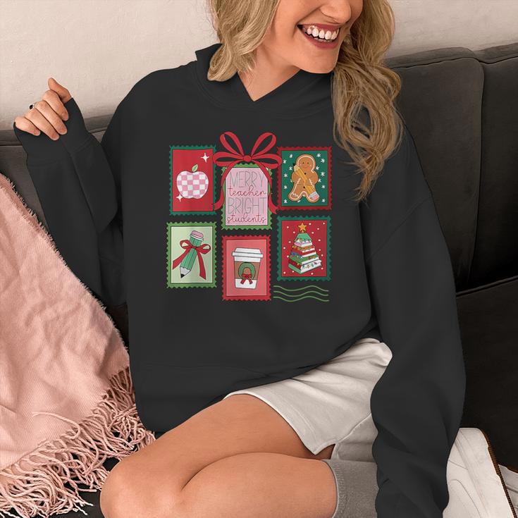 Christmas Teacher Stamps Women's Hoodie, funny design