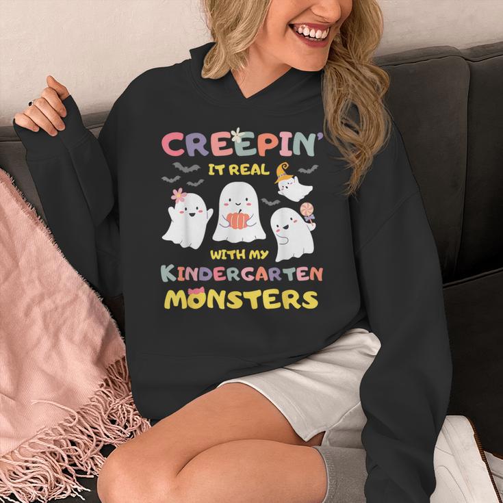 Creepin It Real With Kindergarten Monsters Halloween Teacher Women's Hoodie, funny design Creepin It Real With Kindergarten Monsters Halloween Teacher Women's Hoodie, funny design
