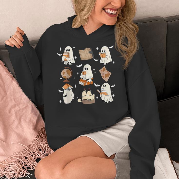 Cute Ghosts Reading Book Bookworm Halloween History Teacher Women's Hoodie, History Teacher Gifts, funny design Cute Ghosts Reading Book Bookworm Halloween History Teacher Women's Hoodie, History Teacher Gifts, funny design