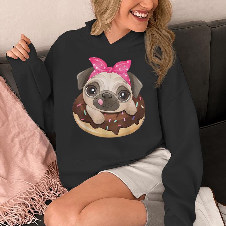 Cute Pug Shirt Donut Girls Dog Women's Hoodie, funny design