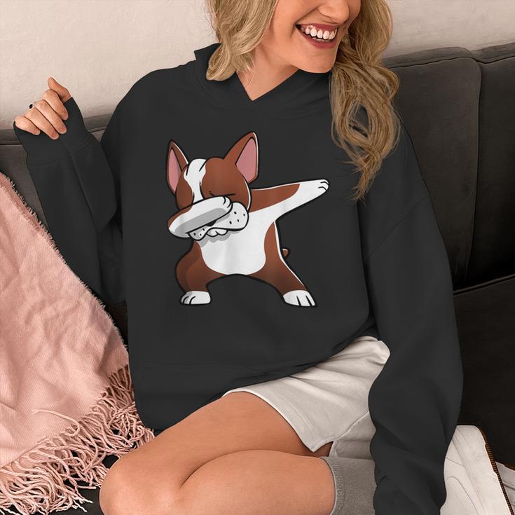 Dabbing Red Boston Terrier Dab Dance Dog Men Women Kids Women's Hoodie, funny design