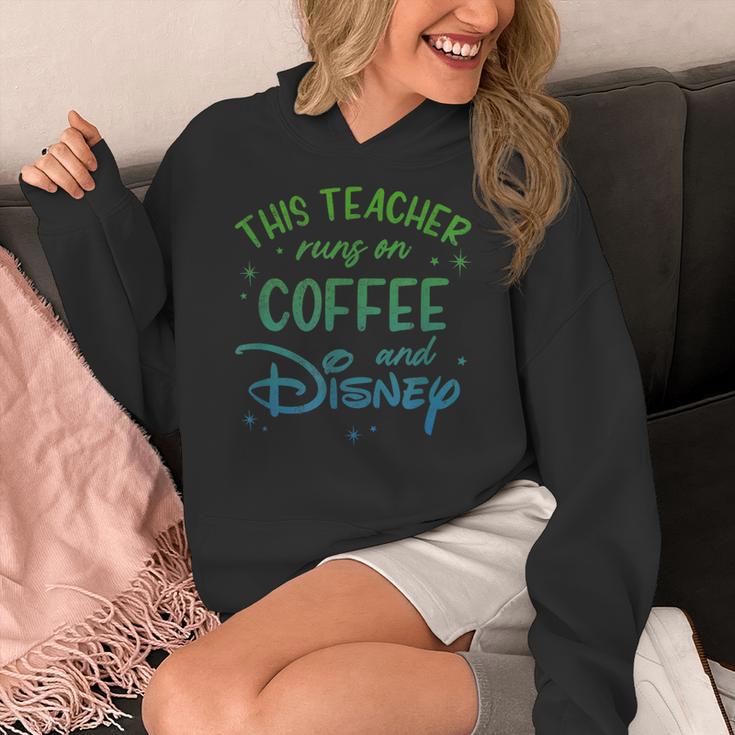 Disney This Teacher Runs On Coffee And Disney Gradient Logo Women's Hoodie, funny design