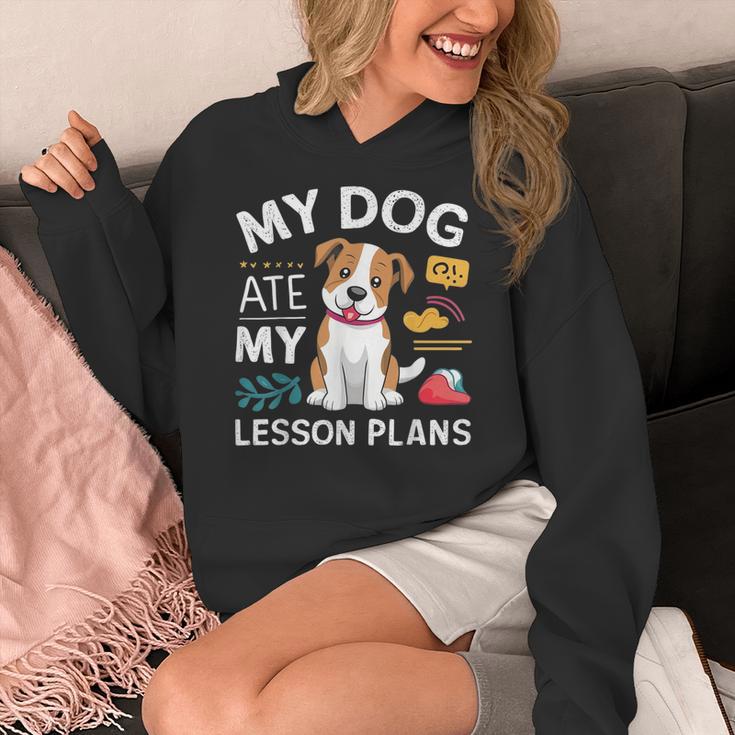 My Dog Ate My Lesson Plan Teacher Back To School Women's Hoodie, funny design