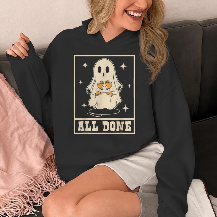 All Done Sign Language Ghost Speech Pathology Teacher Women's Hoodie, funny design All Done Sign Language Ghost Speech Pathology Teacher Women's Hoodie, funny design
