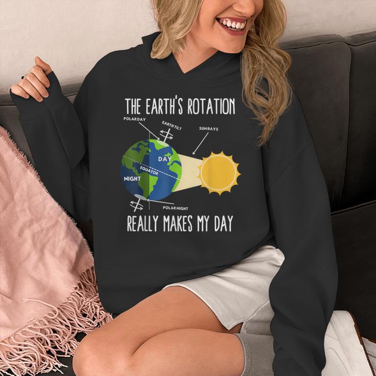Earth Rotation Earth Day Science Teacher Kids Women Women's Hoodie, Science Teacher Gifts, funny design