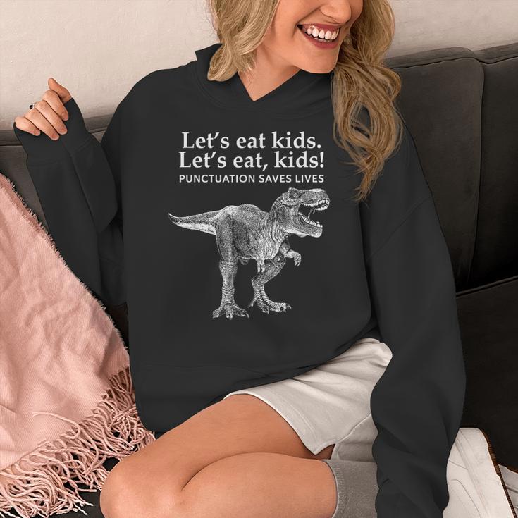 Lets Eat Kids Punctuation Saves Lives Dinosaur Teacher Women's Hoodie, funny design Lets Eat Kids Punctuation Saves Lives Dinosaur Teacher Women's Hoodie, funny design