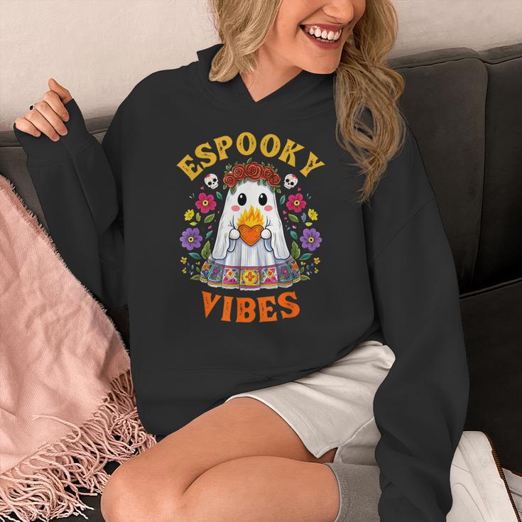Espooky Vibes Spanish Mexican Halloween Ghost Teachers Women's Hoodie, funny design