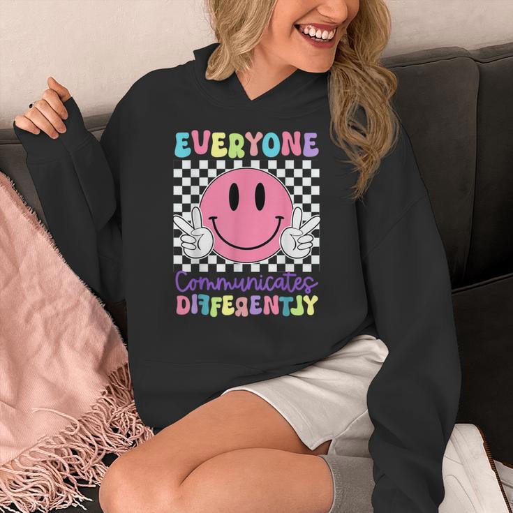 Everyone Communicates Differently Autism Awareness Teacher Women's Hoodie, funny design Everyone Communicates Differently Autism Awareness Teacher Women's Hoodie, funny design