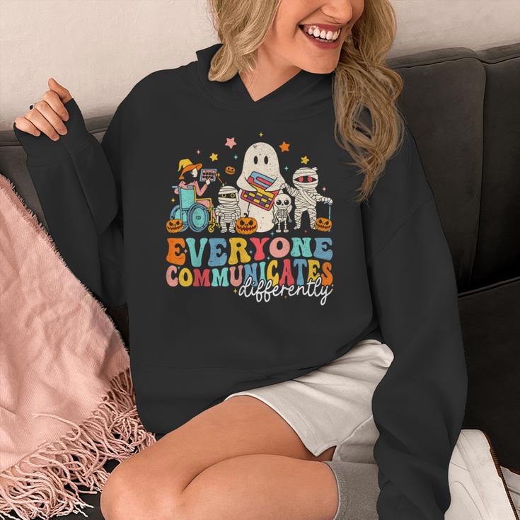 Everyone Communicates Differently Halloween SLP Sped Teacher Women's Hoodie, funny design Everyone Communicates Differently Halloween SLP Sped Teacher Women's Hoodie, funny design
