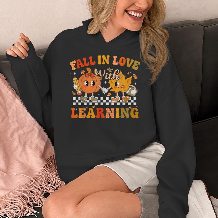 Fall In Love With Learning Autumn Pumpkin Fall Teacher Kids Women's Hoodie, funny design Fall In Love With Learning Autumn Pumpkin Fall Teacher Kids Women's Hoodie, funny design