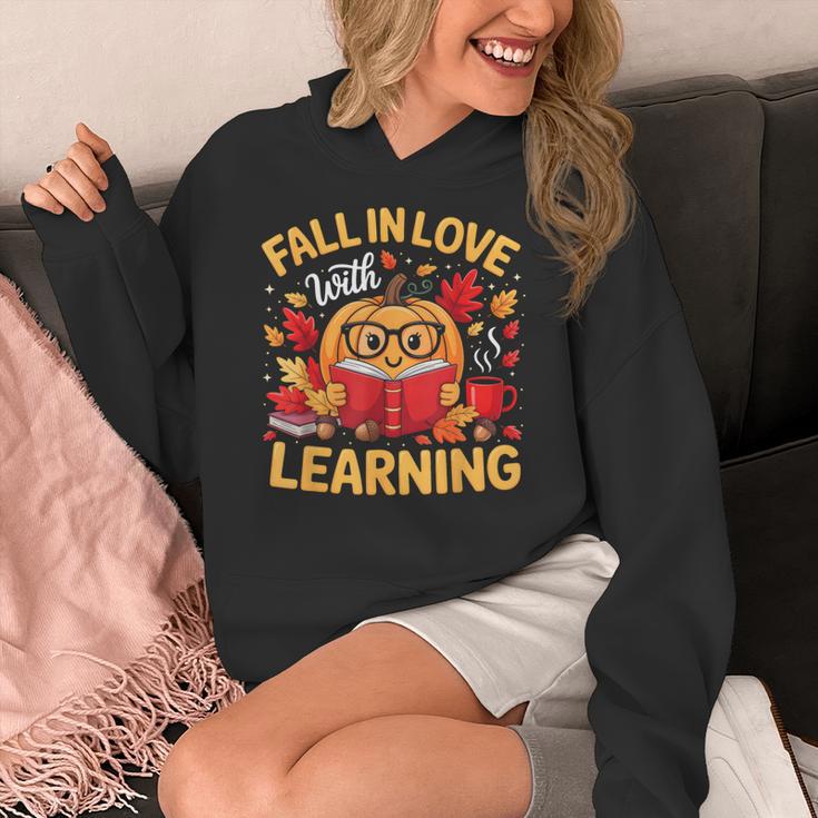 Fall In Love With Learning Pumpkin Thanksgiving Teacher Fall Women's Hoodie, funny design Fall In Love With Learning Pumpkin Thanksgiving Teacher Fall Women's Hoodie, funny design