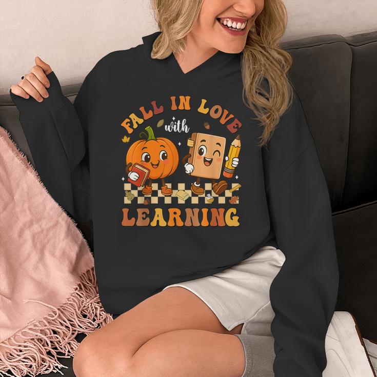 Fall In Love With Reading Book Autumn Pumpkins And Teachers Women's Hoodie, funny design Fall In Love With Reading Book Autumn Pumpkins And Teachers Women's Hoodie, funny design