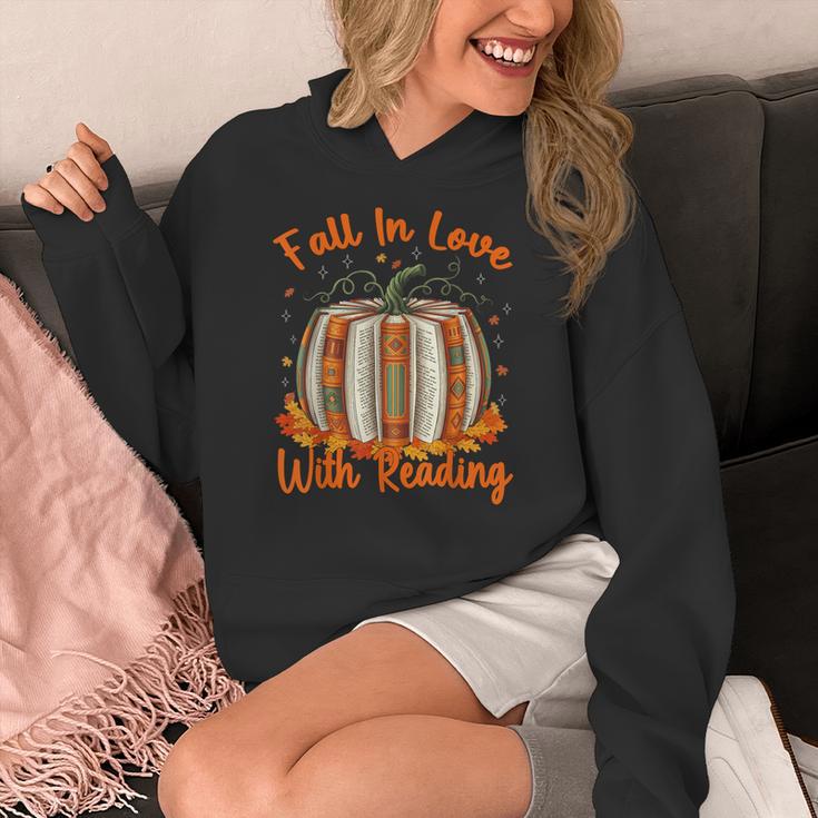 Fall In Love With Reading Pumpkin Autumn Librarians Teacher Women's Hoodie, funny design Fall In Love With Reading Pumpkin Autumn Librarians Teacher Women's Hoodie, funny design