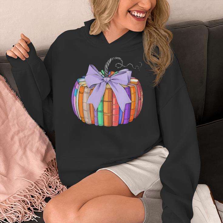 Fall Pumpkin Books Lover Halloween Teacher Teaching Staff Women's Hoodie, funny design