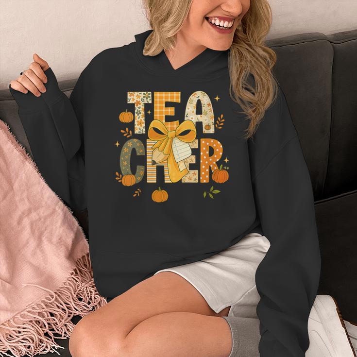 Fall Teacher Pumpkin Coquette Bow Autumn Classroom Women's Hoodie, funny design Fall Teacher Pumpkin Coquette Bow Autumn Classroom Women's Hoodie, funny design