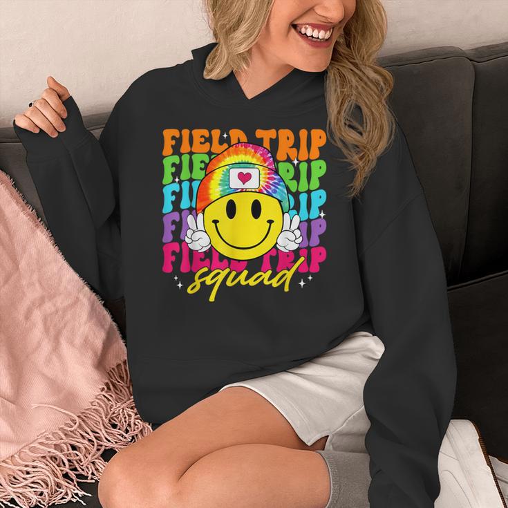 Field Trip Squad Groovy Field Day Smile Face Teacher Tie Dye Women's Hoodie, Groovy Teacher Gifts, funny design Field Trip Squad Groovy Field Day Smile Face Teacher Tie Dye Women's Hoodie, Groovy Teacher Gifts, funny design