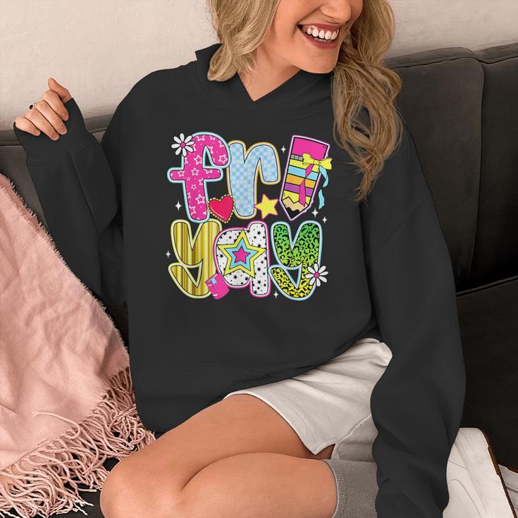 Fri-Yay Happy Friday Weekend Teacher Back To School Women's Hoodie, funny design Fri-Yay Happy Friday Weekend Teacher Back To School Women's Hoodie, funny design