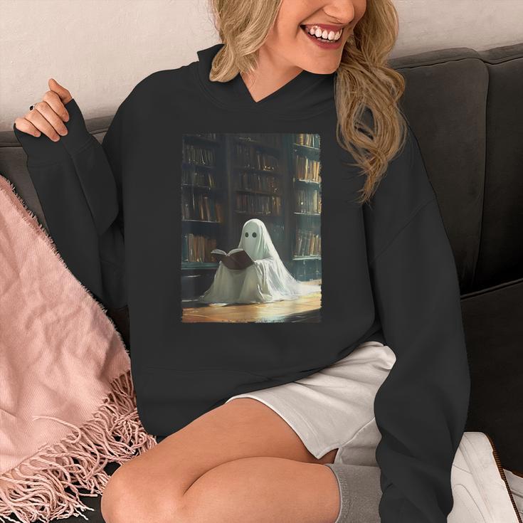 Ghost Library Halloween Book Reading Books Lover Teacher Women's Hoodie, funny design Ghost Library Halloween Book Reading Books Lover Teacher Women's Hoodie, funny design