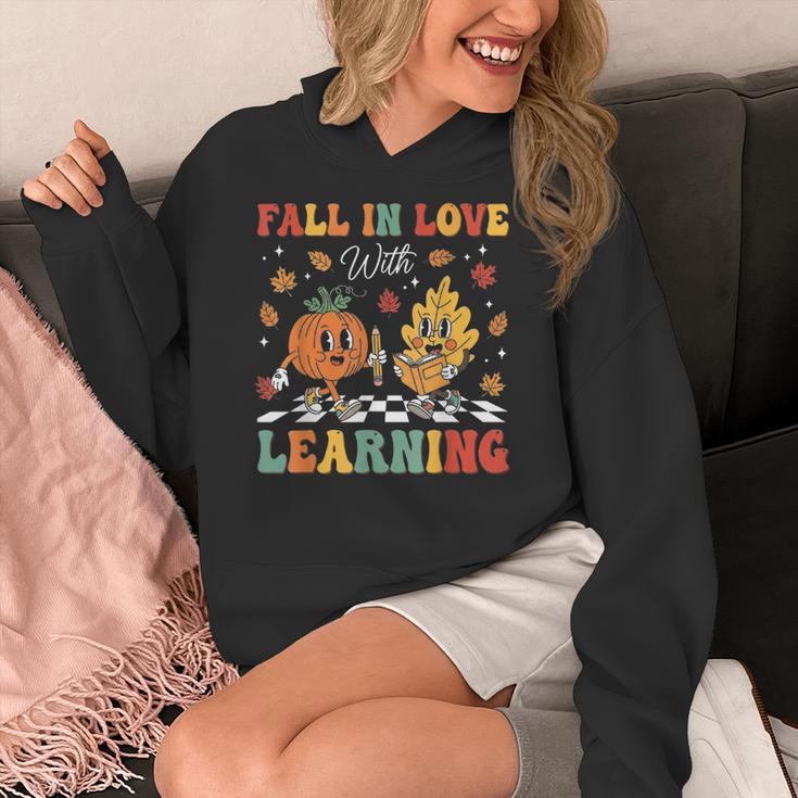 Groovy Fall In Love With Learning Autumn Pumpkin Teacher Women's Hoodie, Groovy Teacher Gifts, funny design Groovy Fall In Love With Learning Autumn Pumpkin Teacher Women's Hoodie, Groovy Teacher Gifts, funny design