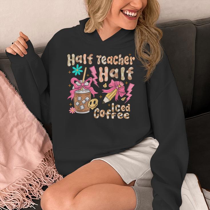 Half Teacher Half Iced Coffee Back To School Women's Hoodie, funny design