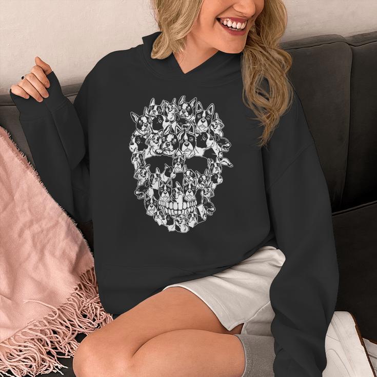 Halloween Costume Skull Boston Terrier Dog Lover Women's Hoodie, Boston Terrier Halloween Gifts, funny design