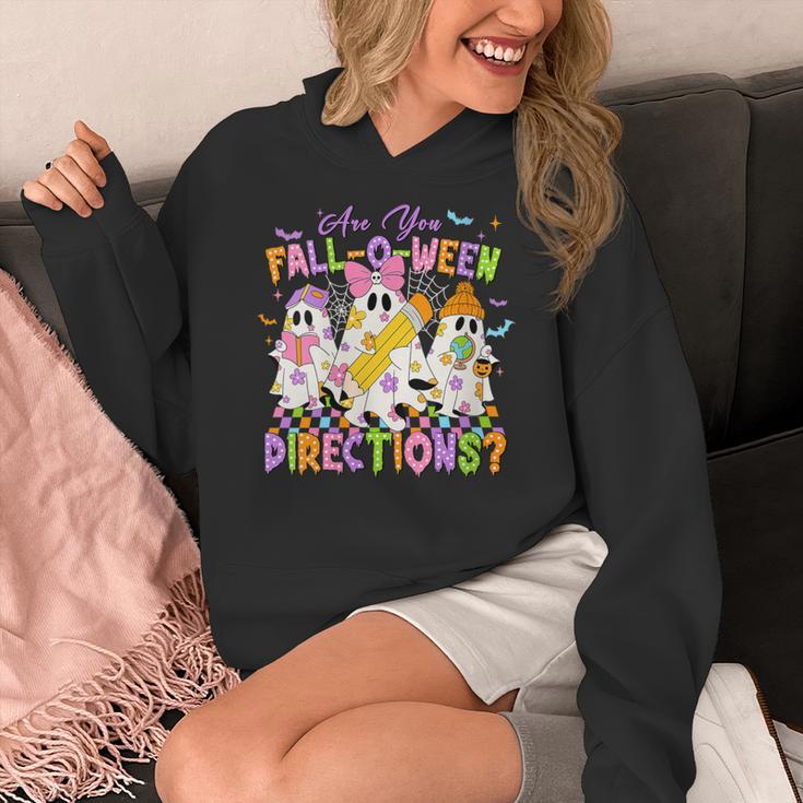 Halloween Floral Ghost Teacher Are You Falloween Directions Women's Hoodie, funny design