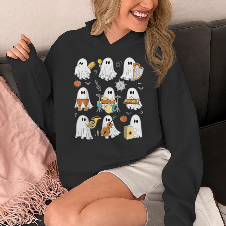 Halloween Ghost Music Teacher Playing Instruments Women's Hoodie, funny design Halloween Ghost Music Teacher Playing Instruments Women's Hoodie, funny design