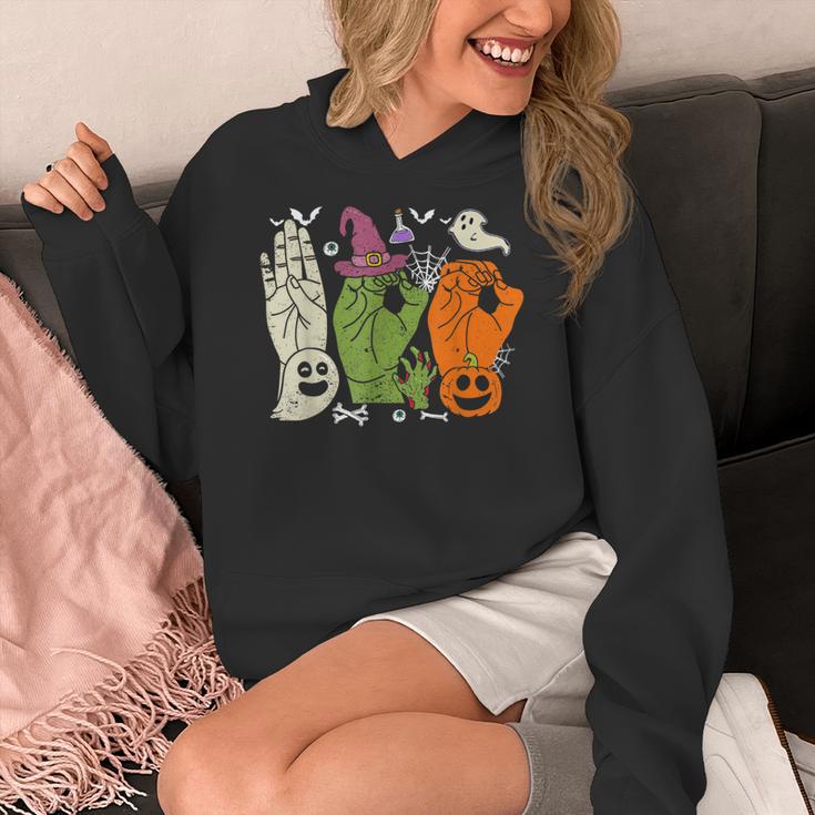 Halloween SPED Teacher Boo In ASL Boo Hands Sign Language Women's Hoodie, funny design Halloween SPED Teacher Boo In ASL Boo Hands Sign Language Women's Hoodie, funny design