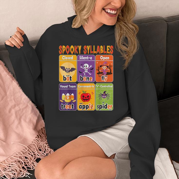 Halloween Spooky Syllable Types Teacher Educational Women's Hoodie, funny design