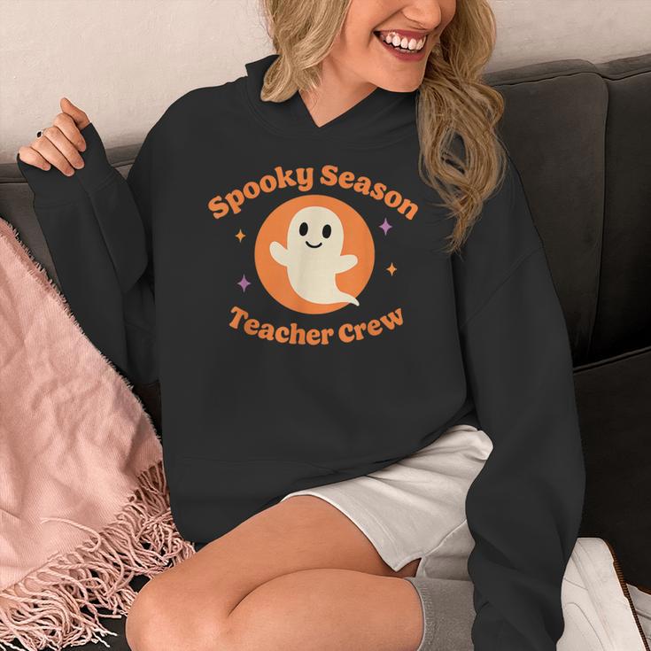 Halloween Teacher Crew Spooky Season Retro Ghost Women's Hoodie, funny design