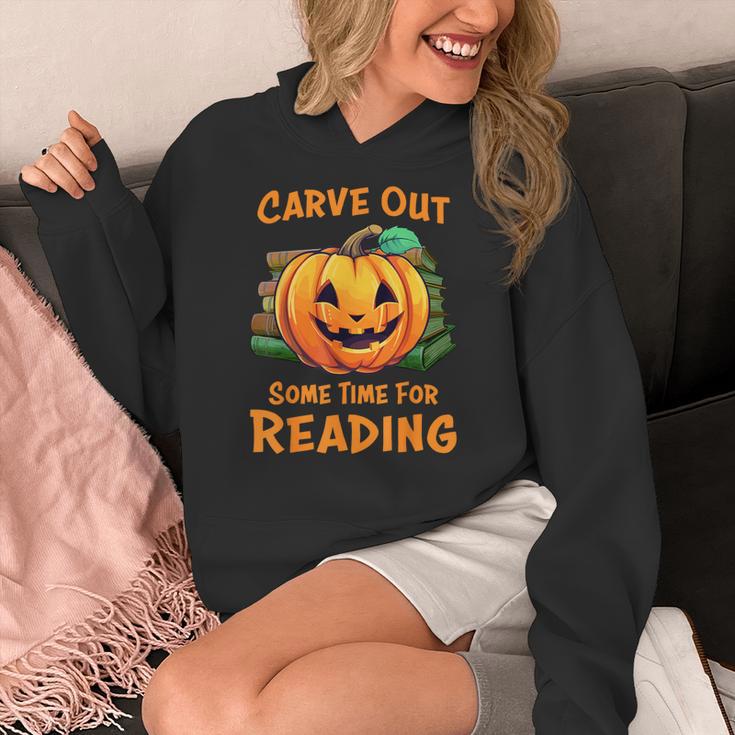 Halloween Teacher Librarian Pumpkin Reading Books Men Women Kids Women's Hoodie, funny design