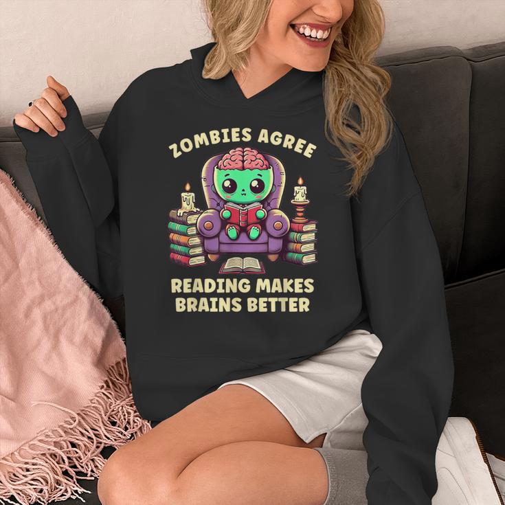 Halloween Teacher Zombie Reading Is Good For Brains Women's Hoodie, funny design Halloween Teacher Zombie Reading Is Good For Brains Women's Hoodie, funny design