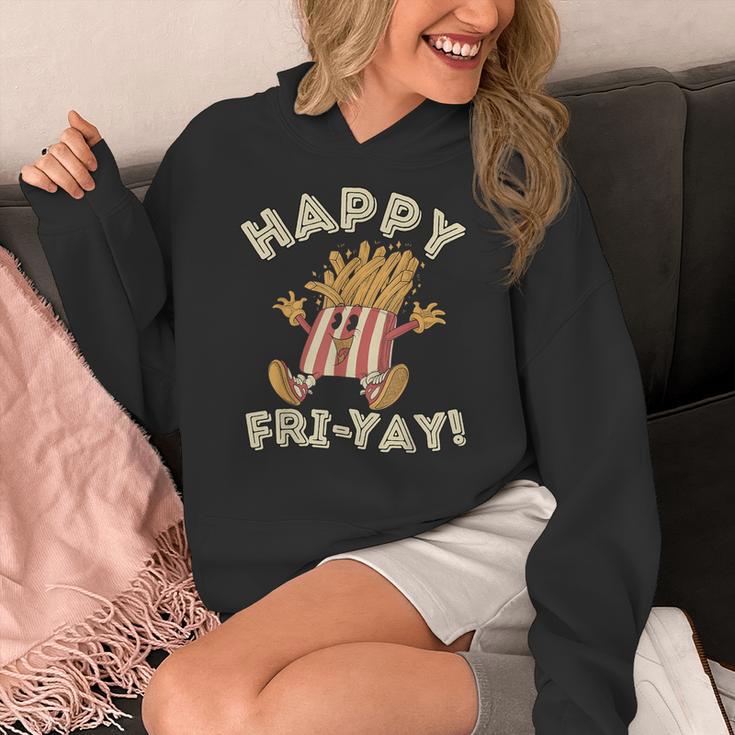 Happy Fri Yay Retro French Fries Friday Lovers Fun Teacher Women's Hoodie, funny design