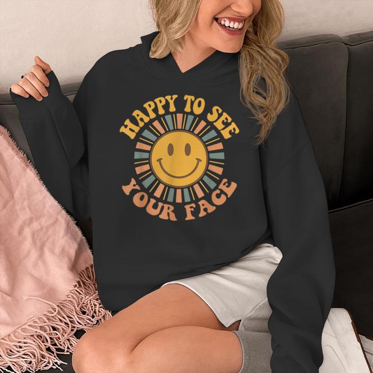 Happy To See Your Face Retro Happy Teacher Back To School Women's Hoodie, funny design Happy To See Your Face Retro Happy Teacher Back To School Women's Hoodie, funny design