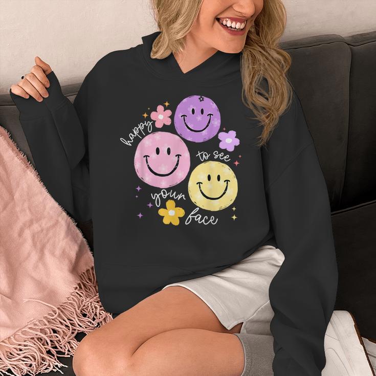 Happy To See Your Face Teacher Flower Back To School Women's Hoodie, funny design