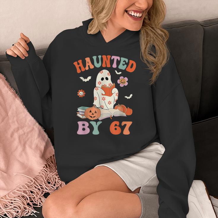 Haunted By 67 Boo Ghost Teacher 6 7 Halloween Costume Women's Hoodie, funny design