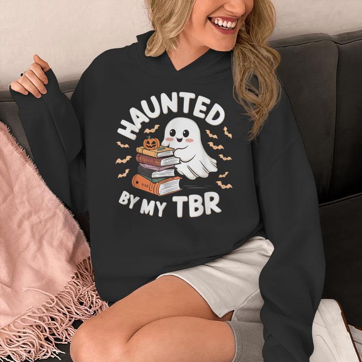 Haunted By My TBR Cute Ghost Book Reading Teacher Halloween Women's Hoodie, funny design