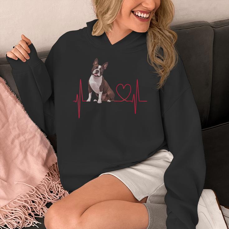 Heartbeat Boston Terrier Dog Women's Hoodie, funny design