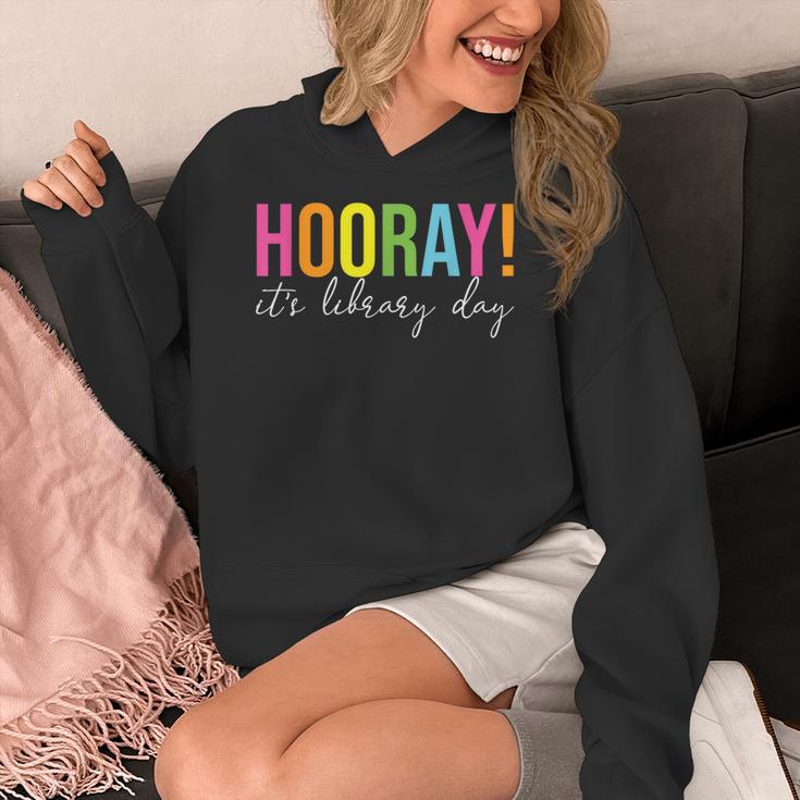 Hooray It's Library Day Teacher Reader Books Back To School Women's Hoodie, funny design