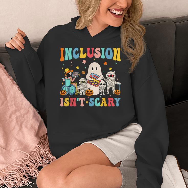 Inclusion Isn't Scary SLP Halloween Sped Teacher Therapy Women's Hoodie, funny design