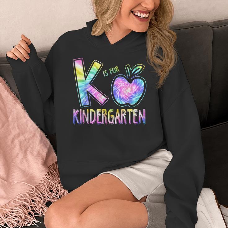 K Is For Kindergarten Teacher Tie Dye Back To School Kinder Women's Hoodie, funny design K Is For Kindergarten Teacher Tie Dye Back To School Kinder Women's Hoodie, funny design