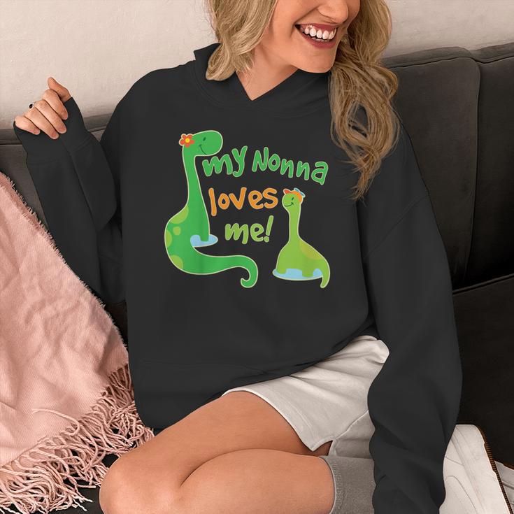 Kids My Nonna Loves Me Dinosaur Grandson Women's Hoodie, funny design