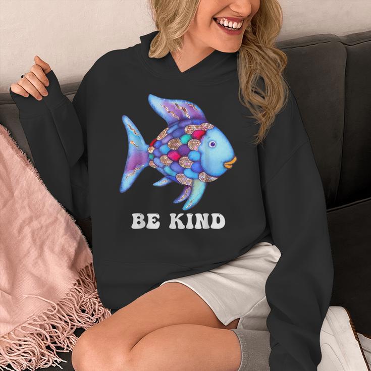 Be Kind Rainbow Fish Teacher Life Teaching Back To School Women's Hoodie, funny design