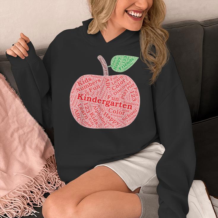 Kindergarten Apple Word Art For Teachers & Students Women's Hoodie, funny design Kindergarten Apple Word Art For Teachers & Students Women's Hoodie, funny design