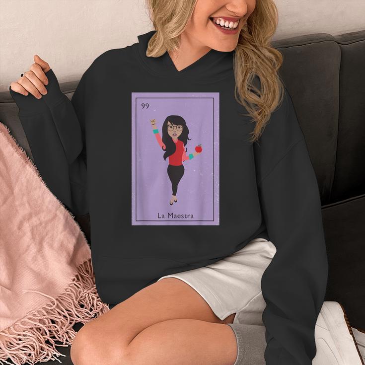 La Maestra Mexican Bingo Card Teacher Lottery Card Women's Hoodie, funny design La Maestra Mexican Bingo Card Teacher Lottery Card Women's Hoodie, funny design