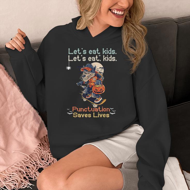 Let's Eat Kids Grammar Werewolf Halloween Teacher Women's Hoodie, funny design Let's Eat Kids Grammar Werewolf Halloween Teacher Women's Hoodie, funny design