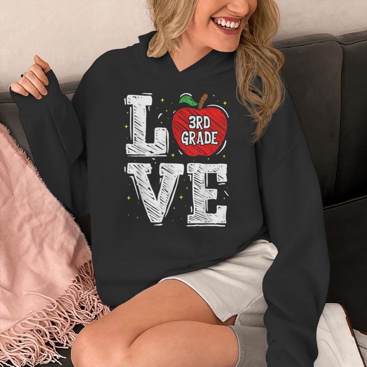 LOVE Apple 3rd Grade Teacher Student School Women's Hoodie, funny design LOVE Apple 3rd Grade Teacher Student School Women's Hoodie, funny design